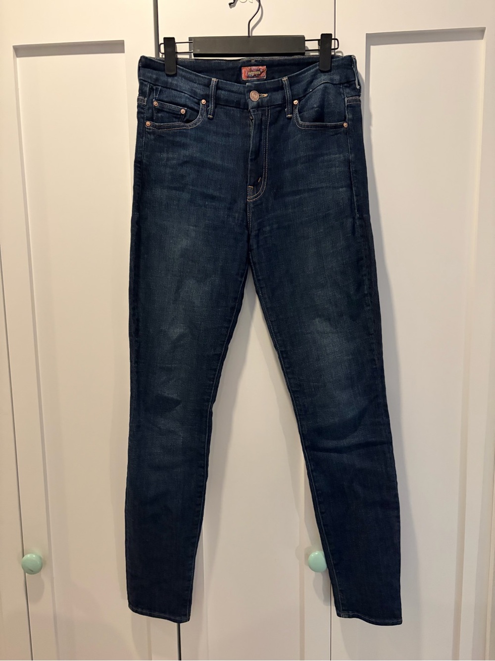 MOTHER High-waisted looker Slim Jeans - Dark Indigo